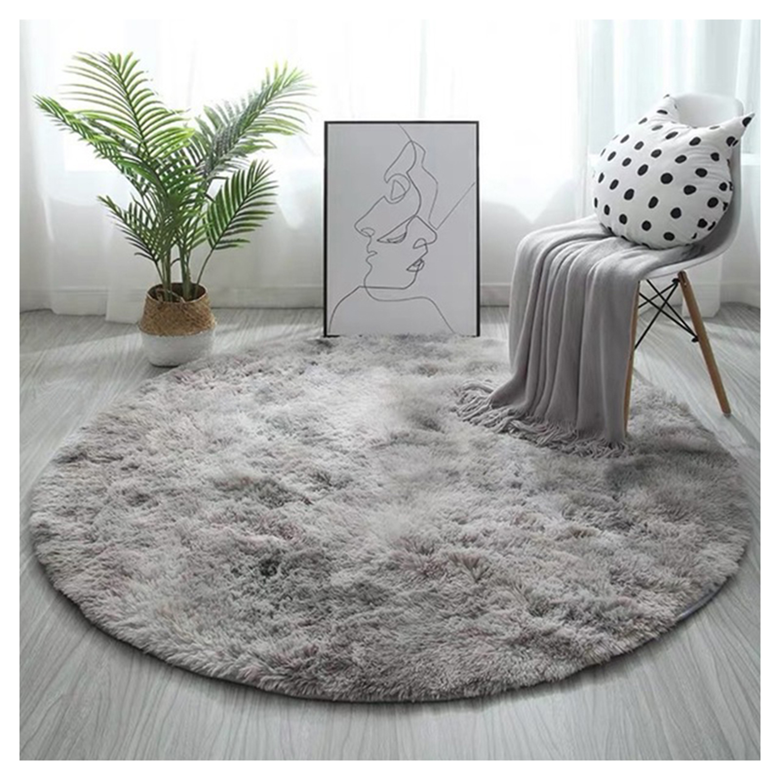 Soft Area Rug Fluffy Round Rug Shaggy Circular Rug For Bedroom Living
