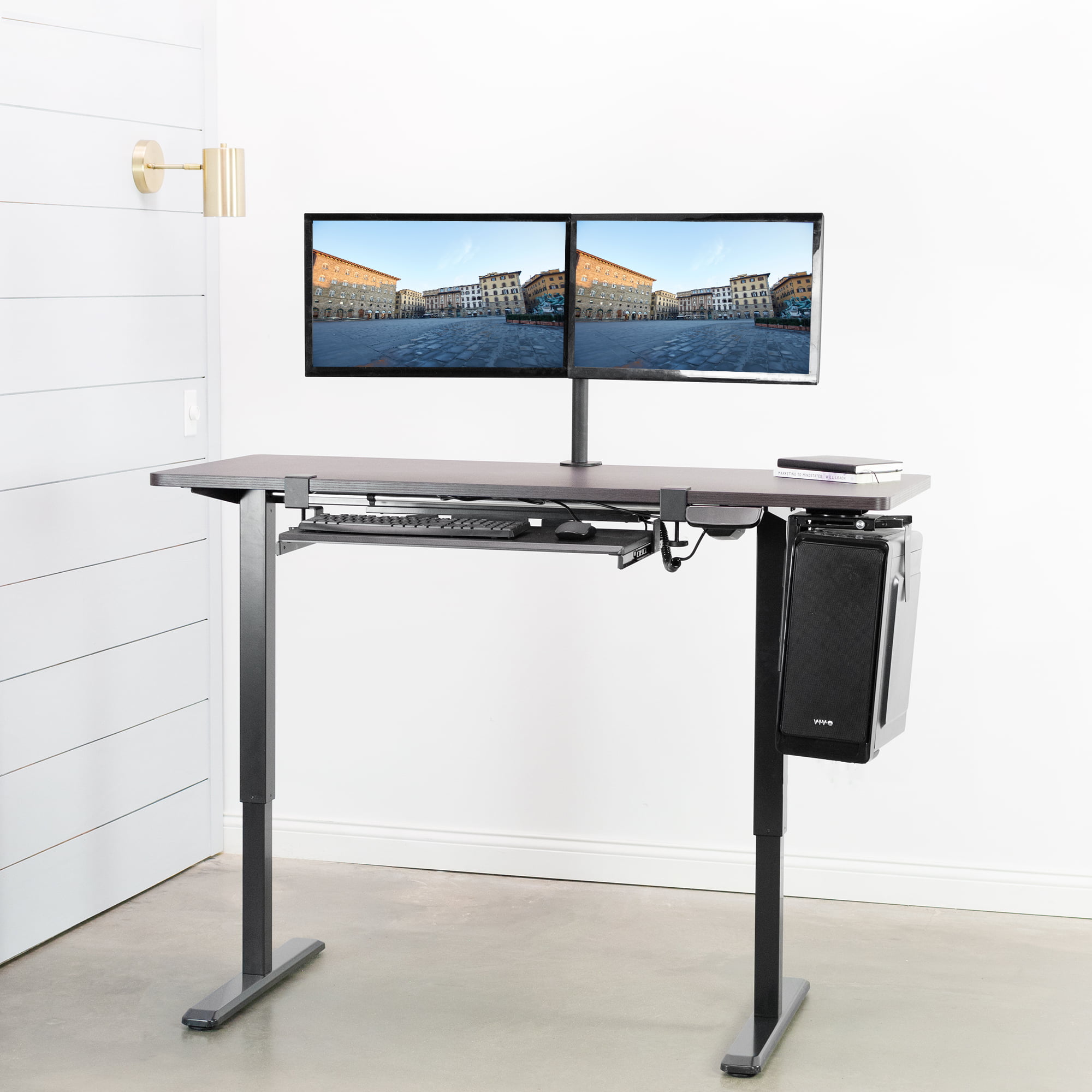 USED VIVO Espresso Wood 60 x 24 in Universal Table Top for Sit Stand Desk Frames 