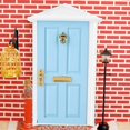 thumbnail image 3 of Puerta de muñeca de madera TUNC 1:12 casa de muñecas en miniatura colorida azul, 3 of 5