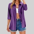 thumbnail image 2 of CAIXIA Women's Casual Long Sleeve Cardigan Shirt for Everyday Wear Versatile Spring Summer Fall Blouse Ideal with Jeans and Relaxed Pants Women'S Blouse,Purple, 2 of 5