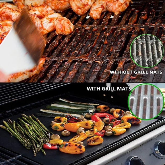 Estera para parrilla de barbacoa, esteras antiadherentes para parrilla, estera para hornear para carbón y hornear, papel para hornear reutilizable