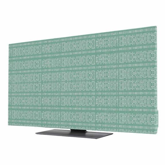 Indoor TV Cover 75 Inch, Green Elastic Monitor Dust Covers for Television, Desktop Computer Modern Geometric Abstract Art Aesthetics Dustproof Fitted TV Cover for Inside 65.4"L x 36.8"H