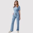 thumbnail image 4 of Bosfbaoi Women's 2 Piece Nursing Uniform Sets Scrub Set Split V-Neck Short Sleeve Top Drawstring Waist Straight Leg Pants Multi-pocket Medical Uniform, 4 of 4