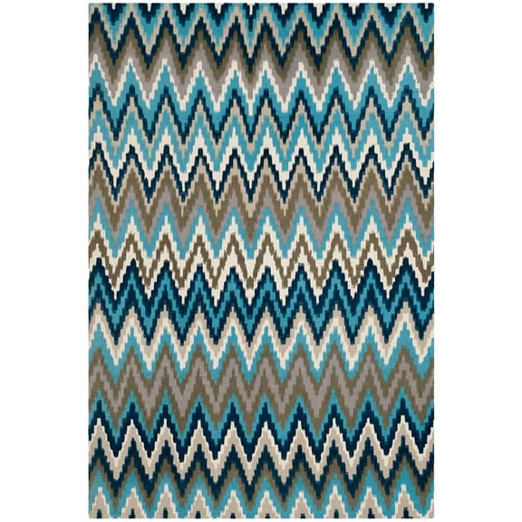 SAFAVIEH Cedar Brook Carthach Chevron Cotton Area Rug, Teal/Blue, 6' x 9'