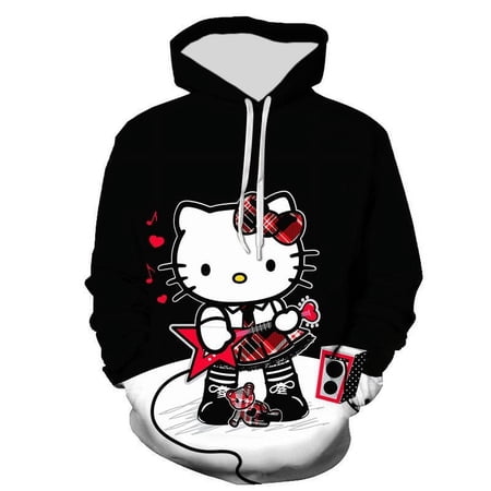 3D New Cute KT Cat Casual Hooded Sweatshirt Soft Warm Light Size (XS-6XL)&(100cm-160cm)