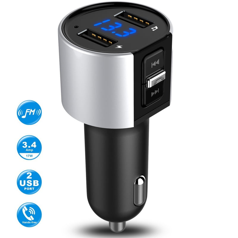 3.4A Bluetooth Car USB Charger FM Transmitter Wireless Radio Adapter MP3 Player 