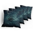 thumbnail image 5 of Ambesonne Landscape Throw Pillow Cover 4 Pack, Pirate Vintage Ship, 16", Dark Cadet Blue White, 5 of 7
