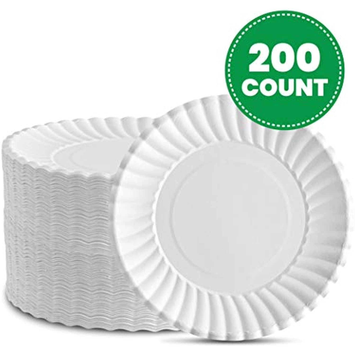 Plasticpro Disposable White Uncoated Paper Plates 6 inch Pack of 200
