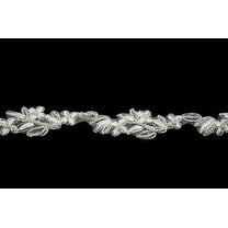 Kiddo 1.25" White Ivory Embroidered Corded Pearl Beaded Floral Lace Trim by Yard