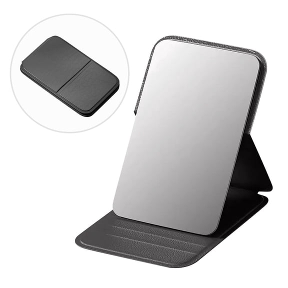Youersen Mini Folding Mirror with Stand for Travel, Camping, and Home Use, Adjustable and Ultrathin