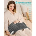 thumbnail image 5 of ALLJOY Electric Large Heating Pad for Neck, Back, and Shoulders with 6 Heat Levels & 8 Timers, Auto Shut Off - 24" x 12" - Gray, 5 of 8