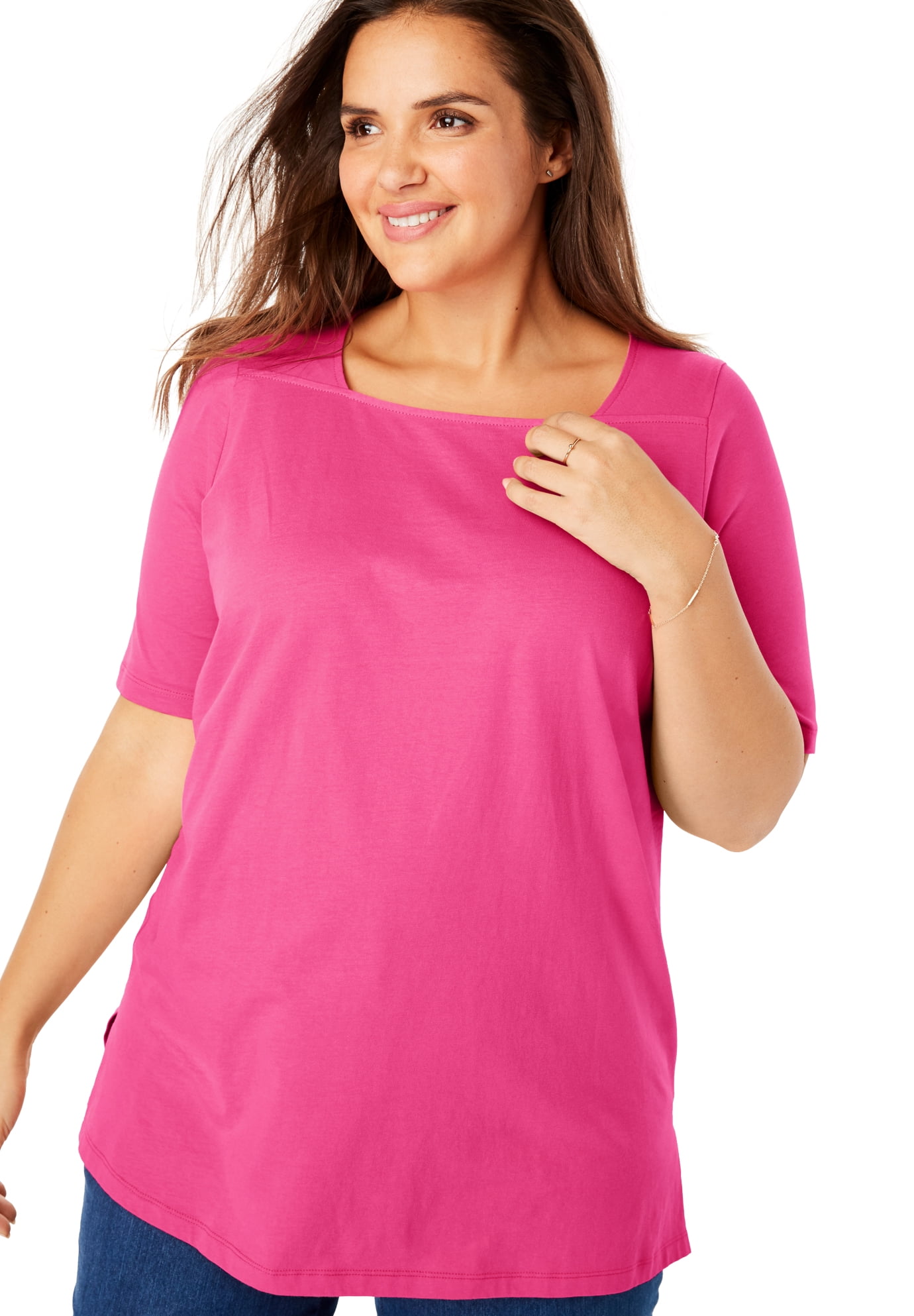 Woman Within Womens Plus Size Perfect Square Neck Tee