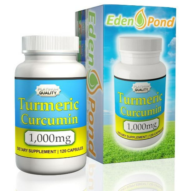 Eden Pond Turmeric Curcumin, 1000mg in Two Daily Capsules, 120 Caps