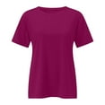 thumbnail image 5 of TYGHBN Women's Solid Color Crew Neck Loose Casual Short Sleeve T Shirt Lightweight Long Sleeve Shirt Women Athletic Long Sleeve Shirt Women Fitted Was Out Long Sleeve Tees Tops for Women Dark Tee T, 5 of 5