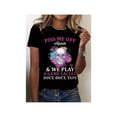 thumbnail image 1 of Women's T-Shirt Skull Print Short Sleeve Crew Neck - Perfect for Spring & Fall Casual Wear, 1 of 7