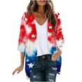 thumbnail image 2 of Gamivast 4Th of July Cardigan for Women Flag Print V Neck 3/4 Sleeve Open Front Loose Fit Summer Tops Lightweight Kimono Cardigan 3/4 Sleeve Vacation Wear outfits, 2 of 6