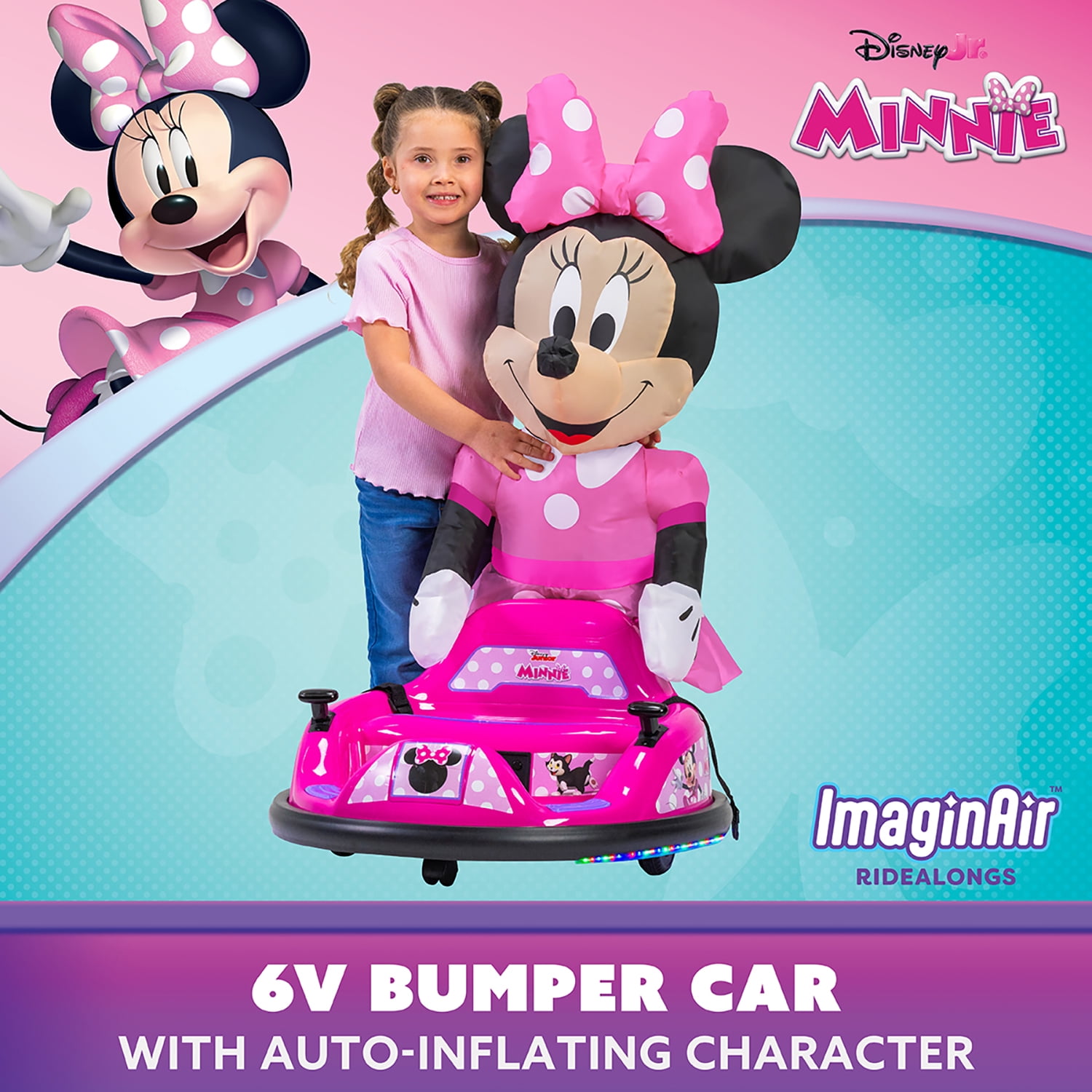 Minnie Mouse 6V ImaginAir Ride on Bumper Car with Inflatable Minnie Character and Rechargeable Battery