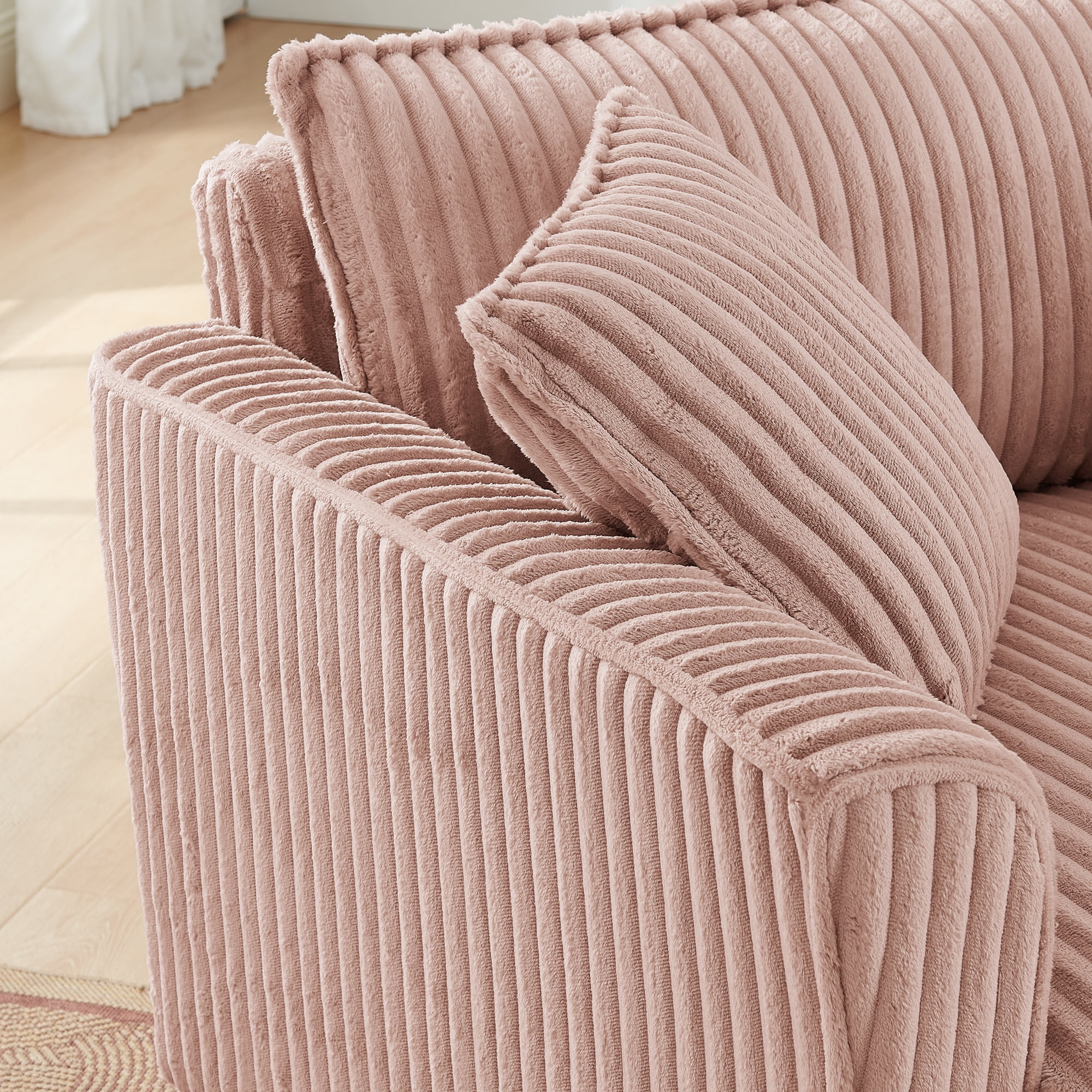 Leumius Accent Chair Armchair,Comfy Upholstered Single Sofa Chair with 2 Pillow for Living Room,Bedroom,Pink