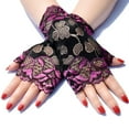 thumbnail image 6 of Fingerless Gloves for Women, Women Lace Gloves Cuffs Floral Short Lace Half Finger Gloves for sports Matching Driving Costume Red, 6 of 10