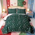 thumbnail image 2 of Manfei Kawaii Xmas Plaid Bed Spread Queen,Traditional Christmas Wreath Queen Coverlet Set,3 Pieces,1 Quilt and 2 Pillowcases, 2 of 7