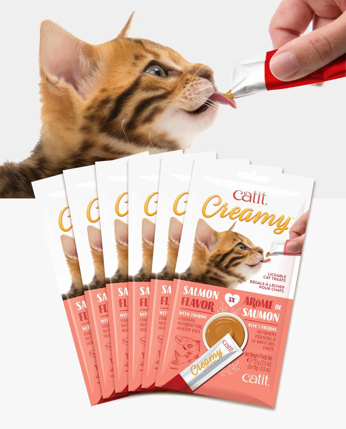 Catit Creamy Lickable Cat Treats Tube, Salmon 30 Pack