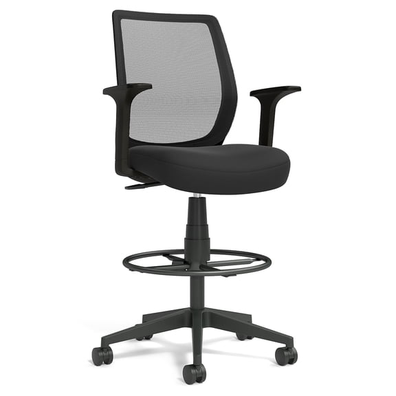 Union & Scale Essentials Mesh Back Fabric Drafting Stool Black (UN59384)