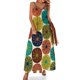 thumbnail image 1 of Vestido sin mangas con estampado moderno de mediados de siglo en turquesa, verde oliva, mostaza, naranja y azul de estilo retro de la era atómica, 1 of 7