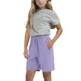 thumbnail image 4 of Mwjwdo Kids Quick Dry Workout Athletic Shorts Girls Boys Summer Lightweight Elastic Waist Casual Bermuda Shorts with Pockets Purple 14 Years, 4 of 8
