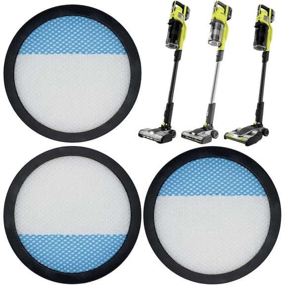 3 Pack Filter Replacement for Ryobi 18V 1   Cordless Stick Vacuum PBLSV716K, PBLSV716B, PBLSV717K, PBLSV717B, PCL720K, PCL720, Compare to Part A32SV720N