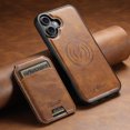 thumbnail image 7 of Allytechgroup Wallet Case for iPhone 16 Plus, Compatible with MagSafe Detachable Pocket Wallet Magnetic Card Bag PU Leather Case with Kickstand Credit Card Slots Wireless Charging, Brown, 7 of 7