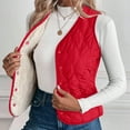 thumbnail image 2 of Fiaer Women's Lightweight Quilted down Vest Sleeveless Button Dowm Padded Gilet Oversized Loose Fit Casual Tops with Pocket Red XXXXXL, 2 of 4