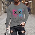 thumbnail image 2 of cllios Long Sleeve Shirts for Men Funny Smiling Face Print Graphic Tees Classic Crew Neck T Shirts Fashion New Sweatshirt Streetwear, 2 of 4