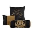 thumbnail image 4 of Chezmoi Collection Ensemble de Literie Jacquard Floral 7 Pcs Bed-in-a-Bag, Grand, Noir Or, 4 of 5