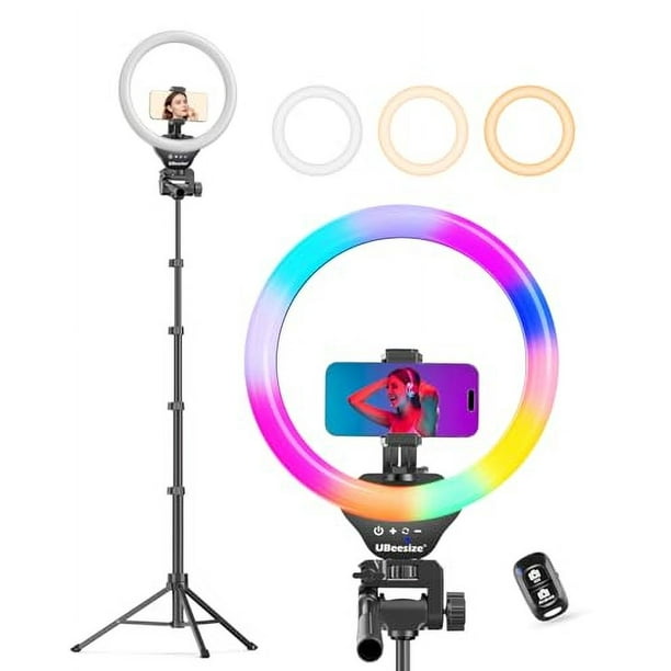 UBeesize 12'' RGB Selfie Ring Light with 62’’ Tripod Stand for Video Recording&Live Streaming(YouTube, Instagram, TIK Tok), Compatible with Phones, Cameras and Webcams