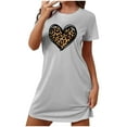 thumbnail image 2 of VgaVtl Gray Womens Sleepshirts Plus Size Sleepwear for Women Plus Size Leopard Print Heart-shaped Cute Nightgowns, 2 of 5