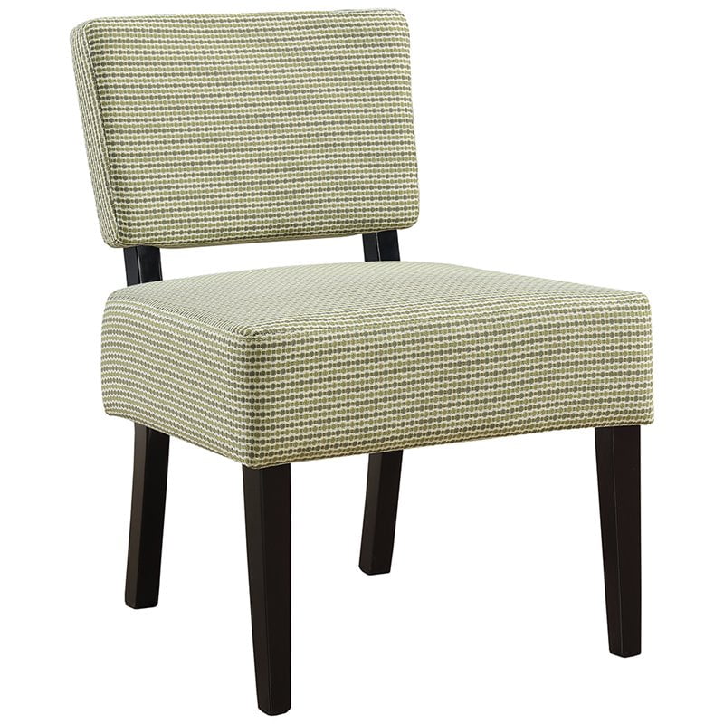 ACCENT CHAIR LIGHT / DARK GREEN ABSTRACT DOT FABRIC