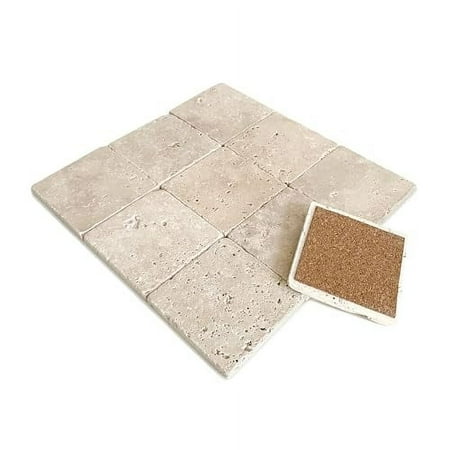 

Beige 4 X 4 Travertine Stone Each Piece Unique Natural Stone Drink Spills Coasters Tumbled Stone Set of 4 / Home Decor/Wedding Gift