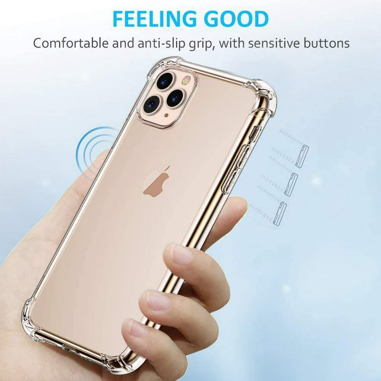 Tzomsze iPhone 11 Pro Max Clear Case, Square 11 Pro Max Cases Reinforced Corners TPU Cushion,Crystal Clear Slim Cover Shock Absorption TPU Silicone
