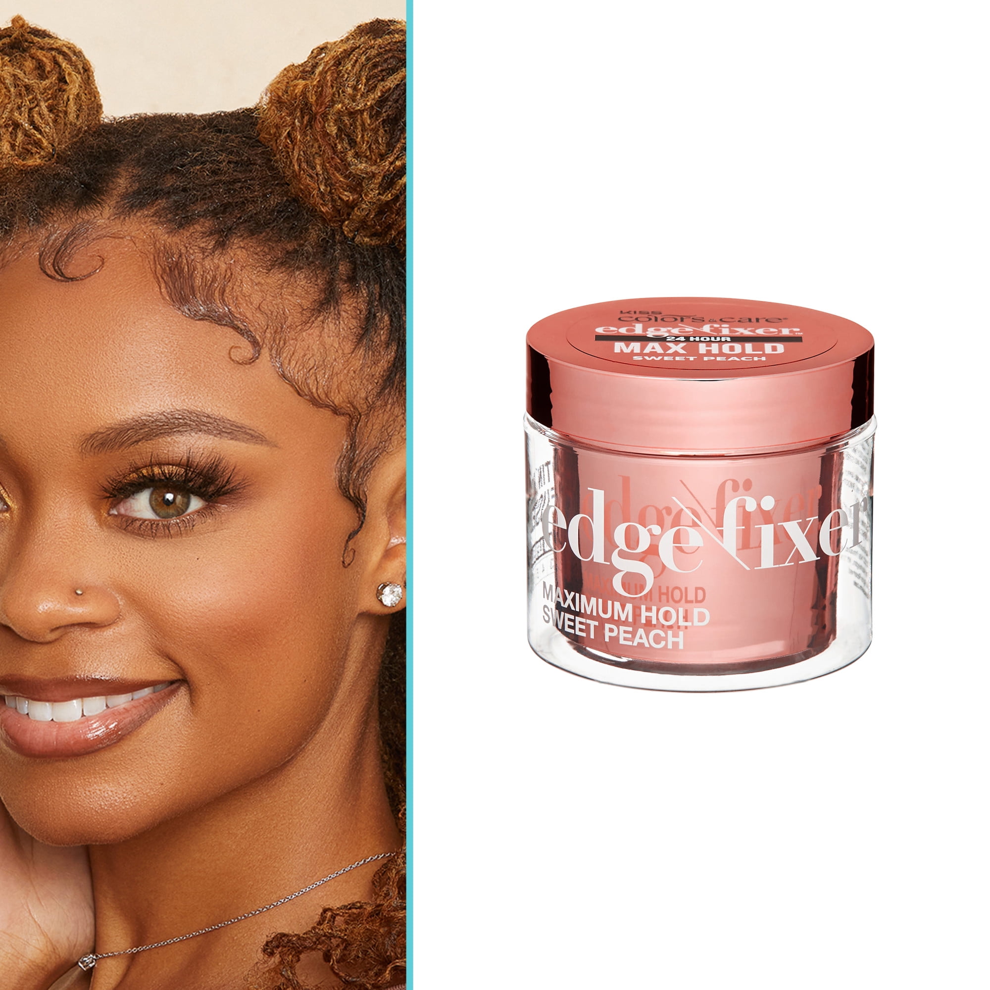 (3 pack) Kiss Colors & Care Maximum Hold Edge Fixer Hair Styling Gel, Sweet Peach, 3.38 fl oz