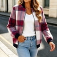 thumbnail image 6 of QIYAGBSA Plaid Bomber Jackets for Women Full Zip Baseball Collar Short Long Sleeve with Side Pockets Warm Winter Casual Fall Outerwear, 6 of 7