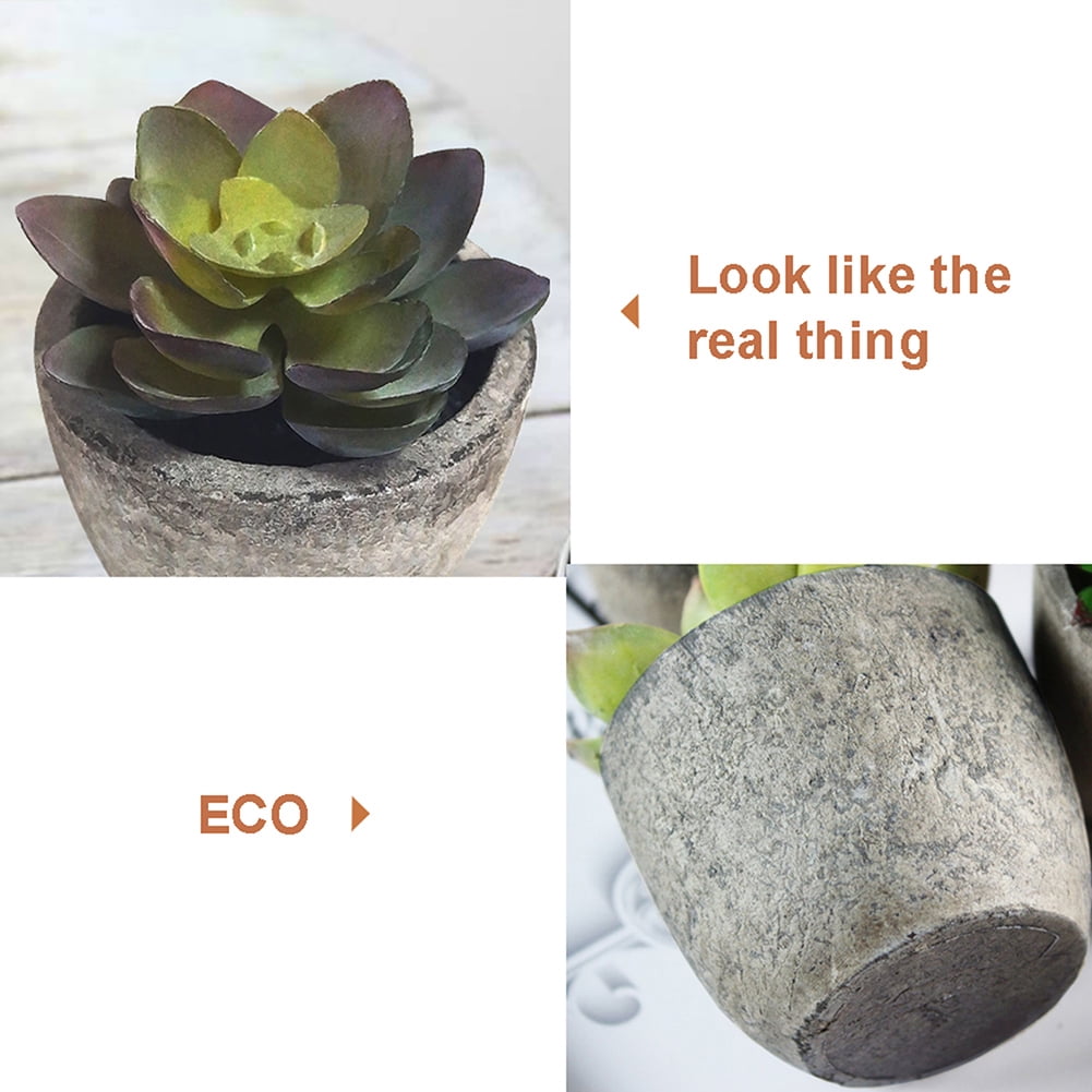 Kadyn 5Pcs Artificial Succulent Cactus Plants, Faux Succulent Cactus Plants with Gray Pots, ABS Plastic Artificial Cactus Plants for Home Decor, Green
