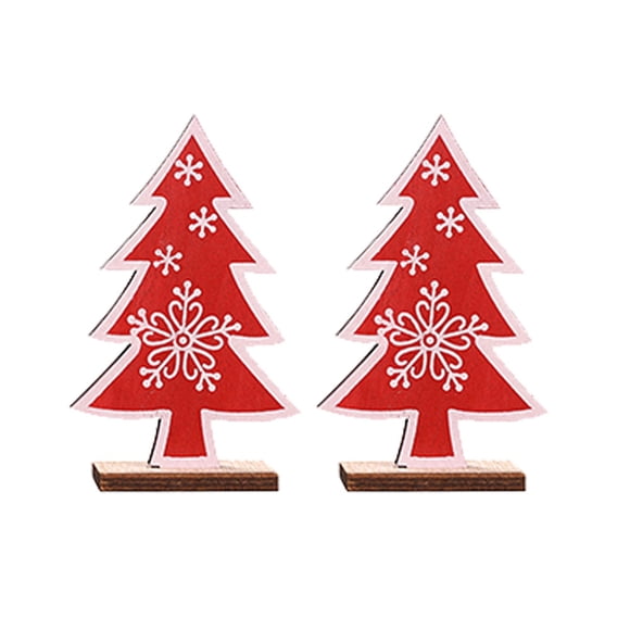 piezas de árbol de Navidad de madera para escritorio, decoración de mesa con impresión, mini árbol de Navidad, adorno para fiesta de Navidad.