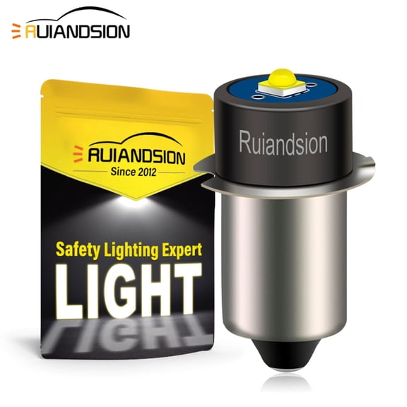 Ruiandsion P13.5S PR2 Mini LED Bulb, 1-9V Wide Voltage 1.5W 300LM Cool White Non-Polarity, for Flashlight Work Light,1-Pack