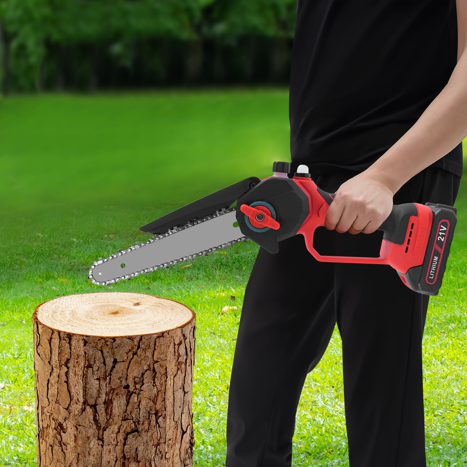 1000W Mini Chainsaw 8-inch Cordless Chainsaw 4000RPM Handheld Electric Chain Saw with 2 Batteries for Tree Trimming Wood Cutting