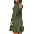 thumbnail image 5 of UVN Dresses for Women Casual Long Sleeve Square Neck Dress Ruffle Pleated Flowy Midi Dress, 5 of 10