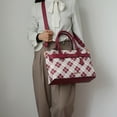 thumbnail image 4 of MKF Collection Vivian Plaid Vegan Leather Women's Satchel Bag, Elegant Top-handle Purse Handbag by Mia K - Burgundy Red, 4 of 7