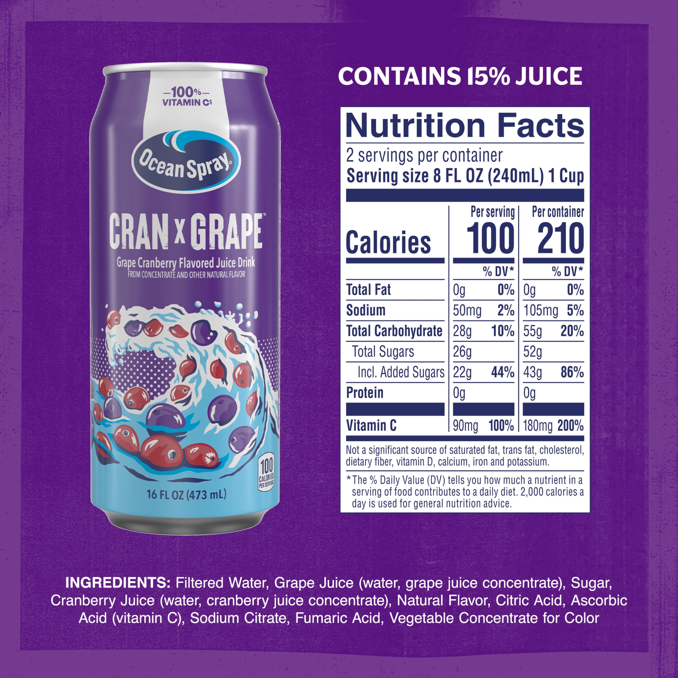 Ocean Spray® Cran x Grape 16oz Can