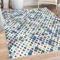 thumbnail image 1 of Ethnic Decorative Rug, Retro Mosaic Creative Pattern Square Rhythm Abstract Art Print Design, Quality Carpet for Bedroom Dorm and Living Room, 6 Sizes, Dimgray Seafoam, by Ambesonne, 1 of 4