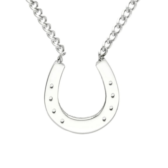 Good Luck Stainless Steel Horseshoe Pendant Necklace for Women or Men Equestrian Jewelry