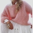 thumbnail image 3 of Suéter de manga larga con farol de mohair para mujer, jersey esponjoso de punto, ropa de calle, abrigos de gran tamaño, ropa de mujer, 3 of 5